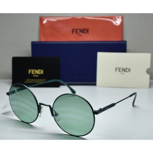 FENDI FF0248/S 1EDXR MATT GEEN TURQUOISE WAVES ROUND SUNGLASSES. 53m main image 12